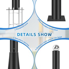 HAOVZRI 13Ft Tall Street Light Pole with Base Accessory, Street Lamp Post for Outdoor Lighting Fixtures, Black Galvanised Aluminium Light Poles for Outside for Patio, Street, Backyard, Exterior House