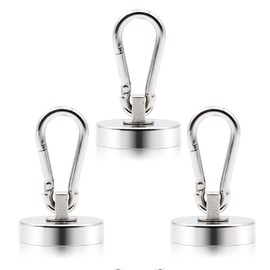 Scettar Pack of 2 Magnetic Hooks Extra Strong 32 mm 360° Rotating Magnetic Hooks 30 kg Magnetic Hooks Camping Suitable for Fridge, Kitchen, Garage, Camping