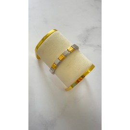 Brazalete italiano color Gold-Plata Combinado de Acero Inoxidable 316L de 9mm con Eslabones Intercambiables. Pulsera iniciación para charms.