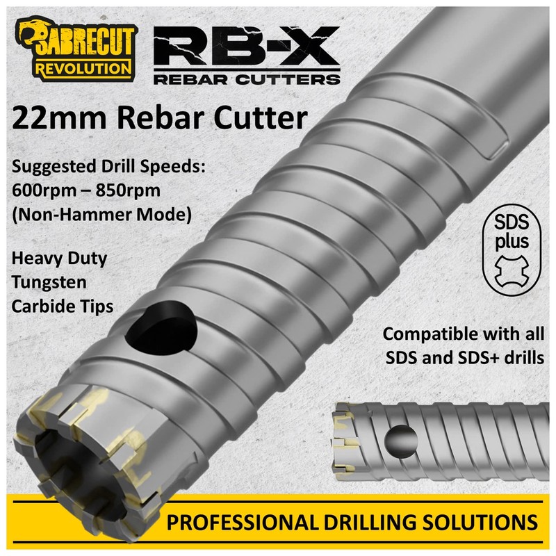SabreCut Professional 22mm x 300mm Rebar Cutter Fixed SDS Carbide