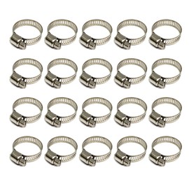 20 Pcs Hose Clamp in 304 Stainless Steel Clip for Soft Pipe with Outer Diameter Range 16-25mm, Clip Width 8mm, Sturdy and Rust Resistant Duct Clamp