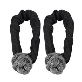 Bevinsee 2 Pcs Soft Shackle Synthetic Road Recovery Rope (33,000lbs) Breaking Strength Compatible with Sailing SUV ATV 4X4 Truck Jeep, for Towing Applications in Off-Road Recovery, Farming, Black