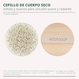 EcoTools Cepillo corporal seco, cerdas libres de crueldad animal exfolia y suaviza la piel, el cepillado seco elimina la piel escamosa, puede ayudar a