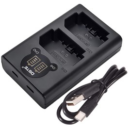 DSTE NP-FZ100 Battery Charger, Dual LCD Charger Compatible with Sony ZV-E1 A6600 A6700 FX3 FX30 A1 A9 A9II A9R A9S A7CII a7C A7III A7IV A7RIII A7RIV A7RV A7SIII Camera