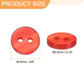 HARFINGTON 50pcs 16L Sewing Buttons 3/8"(10mm) Resin Round Flat 2-Hole Craft Clothing Replacement Button for Coats Sewing Clothing and DIY, Red