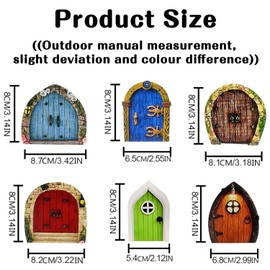 6 Pcs Fairy Door,Fairy Garden Ornaments Outdoor Decor Wooden Fairy Garden Accessories for Garden Trees Yard Art Trees Potted Decoration