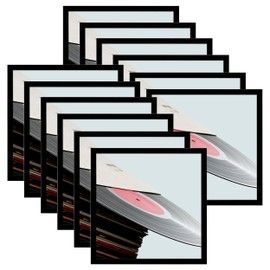eletecpro 12.5x12.5 Record Frame, Sturdy and Lightweight PVC Vinyl Frames Display 12 inch Music Albums, Black Vinyl Display for Home Wall Decor, Easy to Hang Single Album Cover Holder, 12 Pack
