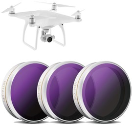 LENSKINS 3 Pack MRC ND4/CPL, ND8/CPL, ND16/CPL Filter for DJI Phantom 4 Pro/Advanced, AGC Optics, Weather-Sealed, Ultra Slim, Multi-Resistant Coated Filter with Lens Cloth