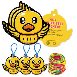 LANBAIHE You’ve Been Ducked - Duck Duck Tags, Duck Ducking Games Card, 50 Cards,50 Rubber Bands, 2.5 x 2.1Inch, Winged Duckling Design,Shape Design of Small Yellow Duck(2LD103)