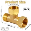 Pack of 2 Brass T-Piece Swivel Pipe Fittings 1/2 Inch,