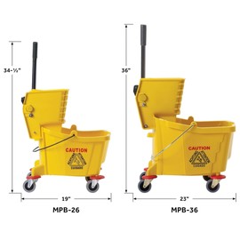 Fonteme 26 Quart Commercial Mop Bucket with Wringer on Wheels Heavy Duty Yellow Rolling Mop Bucket for Floor Cleaning Janitorial and Industrial Use