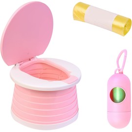 IRSTBL Tragbarer Kleinkind-Töpfchentrainingssitz, faltbar, Reise-Toilette für Jungen und Mädchen, ab 2 Jahren, Pop-Up-Töpfchen mit Kotbeutelhalter und Einlagen für Camping und Outdoor