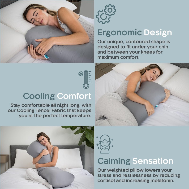 SleepCloud Weighted Body Pillow 8lbs - Weighted Pillow for Deeper