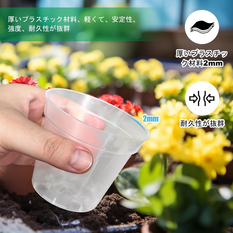RooTrimmer 3.3" Transparent Seedling Pot Plat Pot, Set of 20,