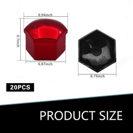 Merdege Pack of 20 Wheel Nut Cap, Automotive Tire Fixed Nut Sleeve, 17mm Tire Center Bolt Caps, Universal for Most Cars SUVs and Trucks (Red)