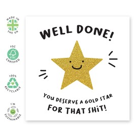 Funny Congratulations Card – Well Done Gold Star Greeting for Achievements, Graduation, Getting Drivers License, New Job for Friends, Colleagues, Cousin, BFF, Bestie, Bro - Comes with Stickers