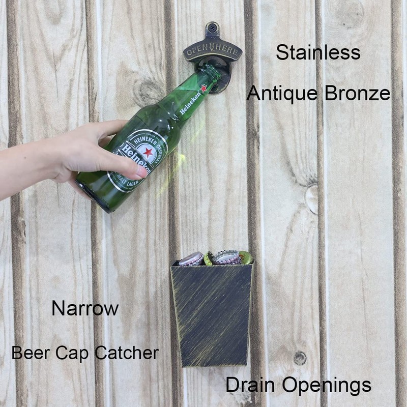 Jumiok Old Fashioned Beer Bottle Opener Wall Mounted Bottle Top