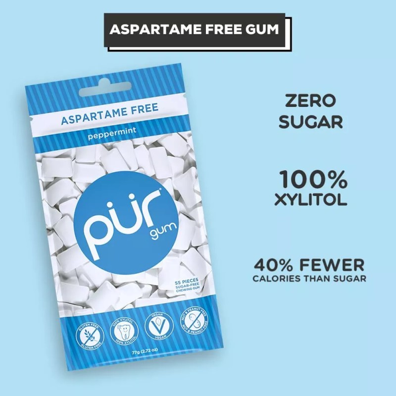 Pur Peppermint Sugar Free Chewing Gum 55 Count Pack Of