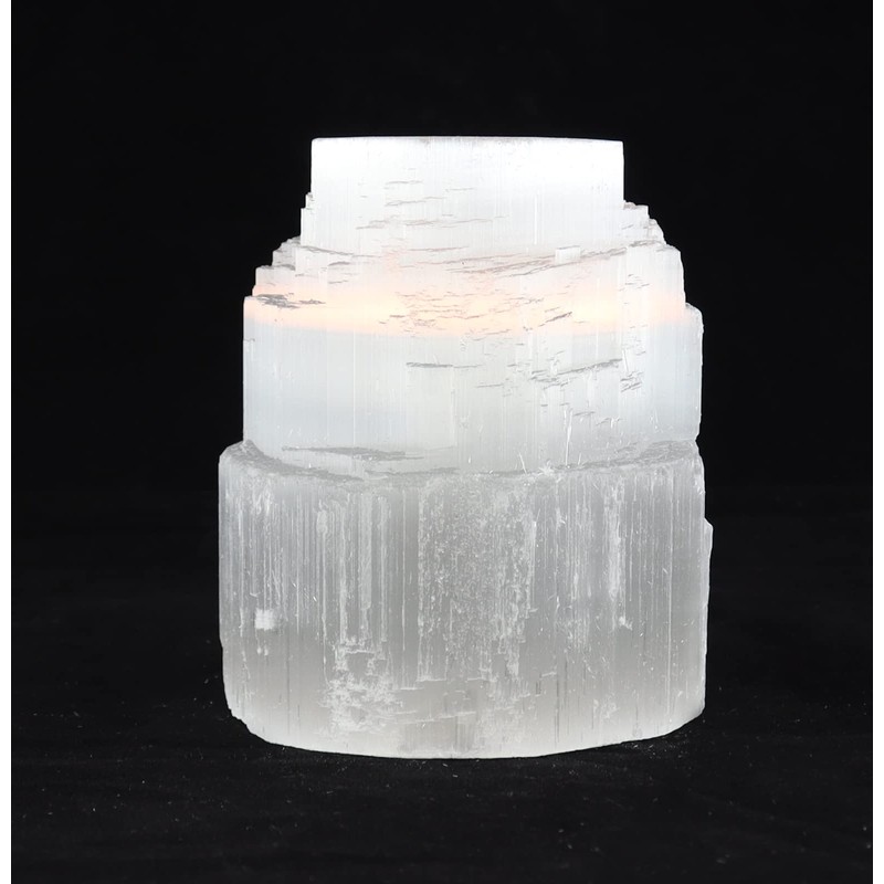 Budawi® Selenit Tea Light Holder Tower Cascade Gemstone Tea Light