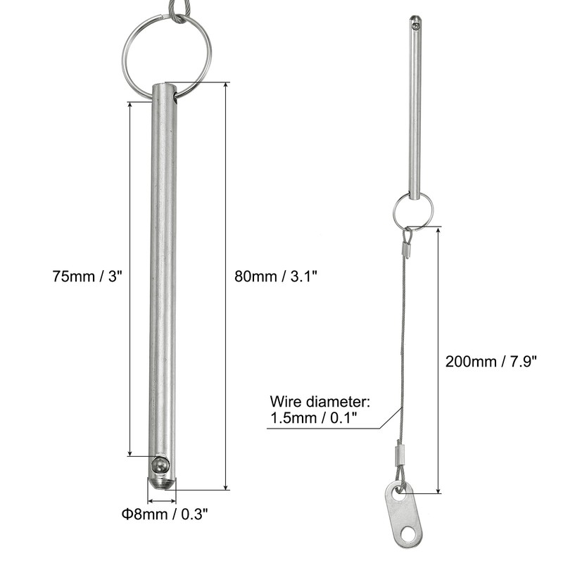 PATIKIL Quick Release Pins, Diameter: 0.3 inches (5/16 mm), Total