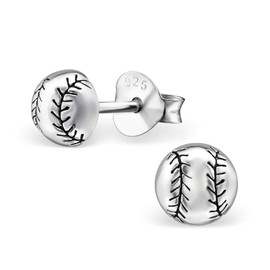 ICYROSE Hypoallergenic 925 Sterling Silver 2D Tiny 5mm Baseball/Softball Ear Stud Earrings (Nickel Free) 20822
