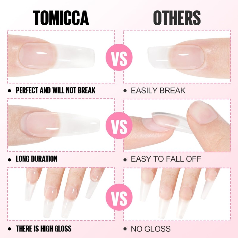 TOMICCA 2 Colours Extender Gel Clear & Light Pink Set,