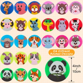 24 Pack Zoo Animal Carpet Spots Markers Floor Dots for Classroom, IKAYAS Carpet Circles Carpet Spots for Classroom Decoration Elementary Teacher Supplies, Carpet Dots for Kids Back to School Supplies