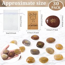 Roowest 30 Sets Christmas Employee Appreciation Gift Inspirational You Rock Gifts Engraved Inspirational Rocks Gift Faith Stones Cards Organza Bag for Staff Volunteer Coworker Teacher Nurse