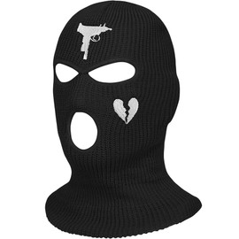 Balaclava Black, Balaclava, Ski Mask, Full Mask, Ski Hat, Winter Hat, Knitted Mask, Full Face Cover for Outdoor Cycling, Skiing, Ideal for Pathing to School or Home (Black), black