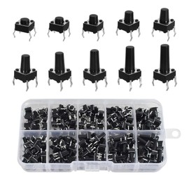 HAXIHA 250 Pieces 10 Values Micro Momentary Tactile Push Button Switch Miniature Micro Button, Tactile Push Button Switch, 6 x 6 mm Button Micro Tactile Switch Kit Mini (4 Pin)