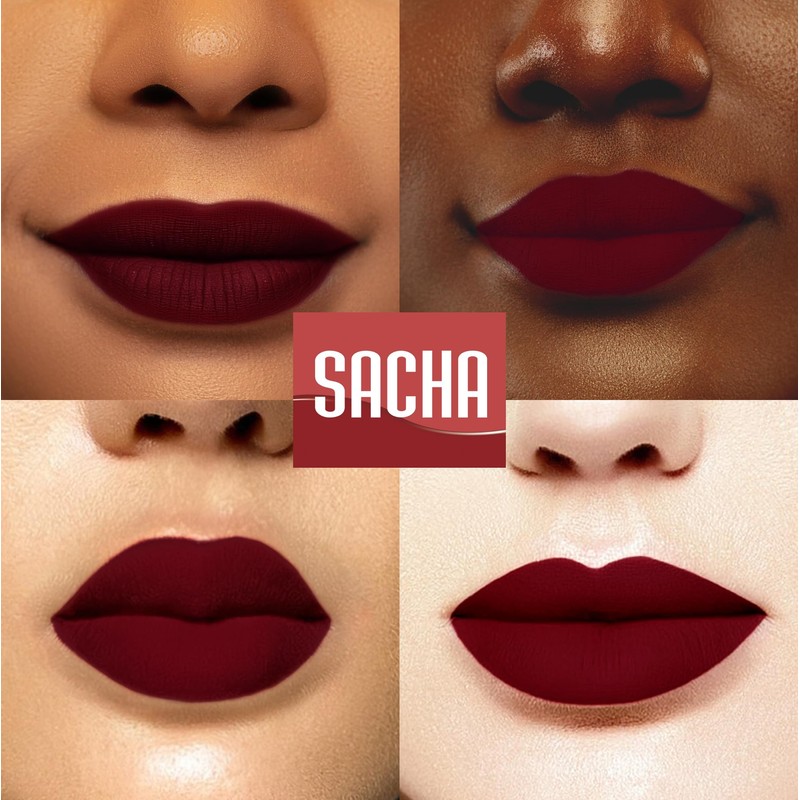 Sacha Cosmetics Intense Matte Lip Velvet Liquid Lipstick, Long-Lasting Velvet