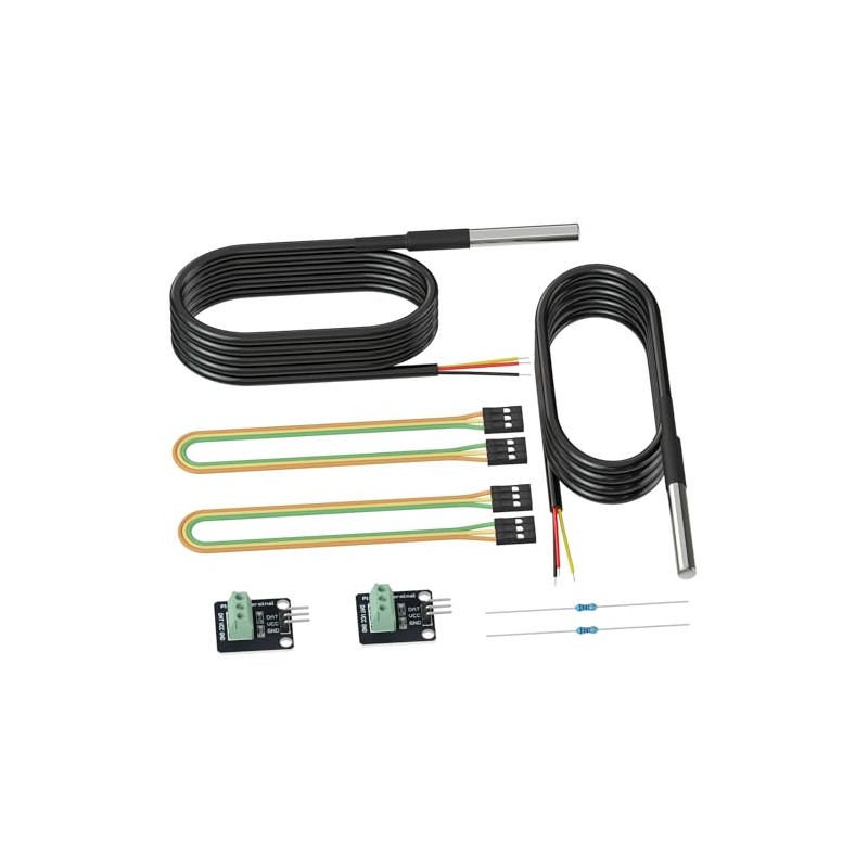 DROK Waterproof High Precision DS18B20 Temperature Sensor Probe 2-Piece Set