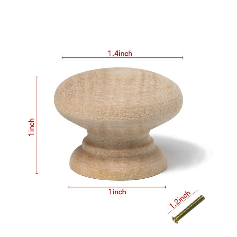 8PCS Wood Pull Knobs Round Knobs Kitchen Cabinet Knobs 35mm
