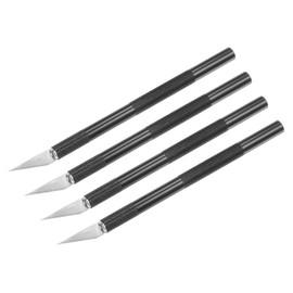 uxcell Art Craft Knife Set, 4pcs Carving Knife with 4pcs Metal Blade for Scrapbooking Stencil Hobby DIY, Metal Handle Black (4 Set)