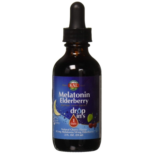 Kal 0.3 Mg Melatonin Cherry Elderberry Dropins, 2 Fluid Ounce