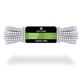 Kamu Synber Bungee Cord 4mm x 10m Elastic Shock Cord Bungee Rope for Tarpaulin, Kayak, Tie Down, Camping | White/Black