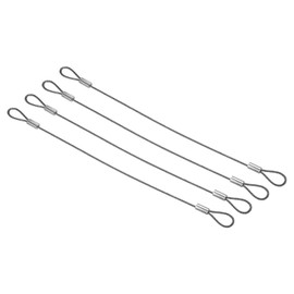 PATIKIL 8 Inch Safety Security Cable Wire, 4 Pack Stainless Steel 20cmx1.5mm Stage Lights Rope with Double Loop for DJ Lighting Luggage Lock