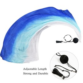 Nimiman 1pcs 2.0x0.9M/78.74"x35.43" Dance Silk Veil Poi Ball Belly Dance Poi Streamer Throw Ball (Rainbow)