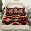 Feelyou Red Southwestern Bed Sheets Set King Size Geometric Sheet