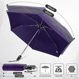 Lejorain Mini Umbrella for Travel - Automatic Portable Lightweight Flat Umbrella Pocket Packable Tiny Sturdy Umbrellas Adults