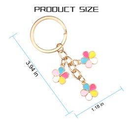 KHGUZ Flower Car Keychains, 2PCS Charms Enameled Vehicle Key Ring Pendant for Purse, Universal Automotive Keyring Accessories (Multicolor)