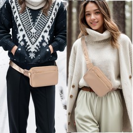 UTO Fanny Pack for Women Men Belt Bag Waterproof Waist Pack Fashion Lightweight Chest Bags with 3 Zip Pockets for Travel Running Hiking Cycling CA