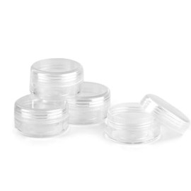 cyclingcolors 2 x Plastic Containers Clear Round Container Bottle Glitter Box Earring Ring Small Plastic Storage Box with Lid 4 x 2.1 cm