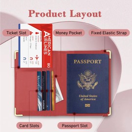 Kakurookie Passport Holder Cover, RFID Blocking Passport Cover Travel Wallet, passport holder for travel for Family, Vacation Luggage Must Haves Travel Accessories for Men Women (Heart)