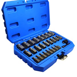 JEUCLEL 27PCS Multi-Spline Screw Extractor Set, 3/8" Inch Adaptor Easy Out Bolt Remover Kit, Bolt Extractor Set, Hex Head Multi-Spline, Kit for Broken Removing Nuts Bolts Screw