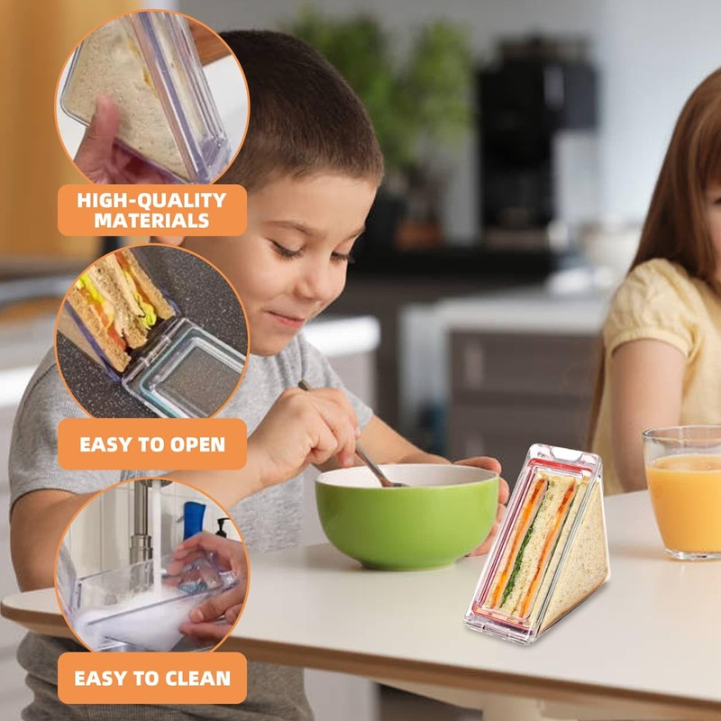 DYUEE Triangle Sandwich Box Reusable, 3 PCS Washable Sandwich Container,