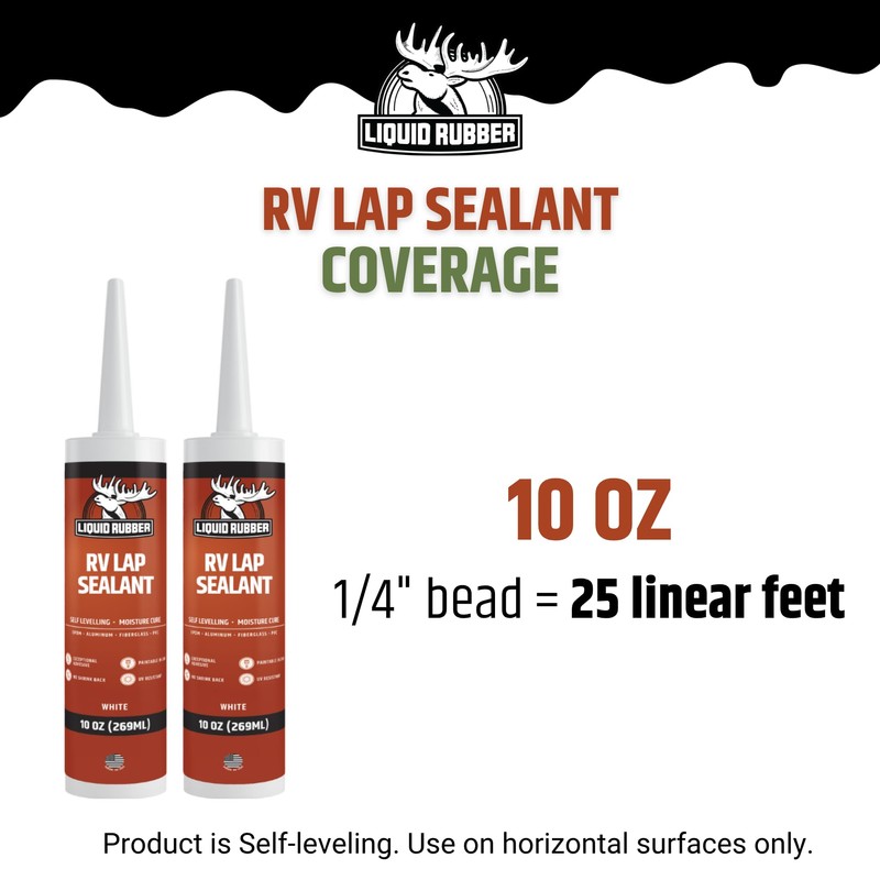 Liquid Rubber RV Lap Sealant, Self-Leveling Roof Sealer, White, 2