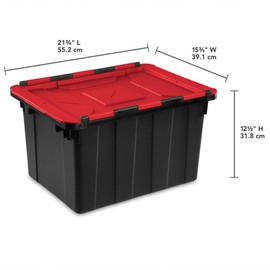 Sterilite 6-Pack 12 Gallon Hinged Lid Industrial Tote, Heavy-Duty Plastic Organizer - Stackable Multipurpose Home Storage Bins with Contoured Handles for Garage, Basement or Attic Organization