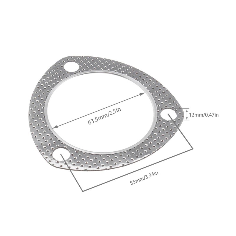 2 x 2.5 inch round 3-hole exhaust muffler flange gasket