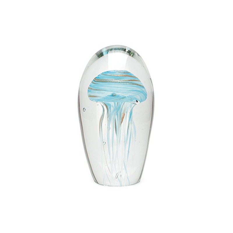 Dynasty Gallery Large Glow in the Dark Glass Jellyfish, Blue